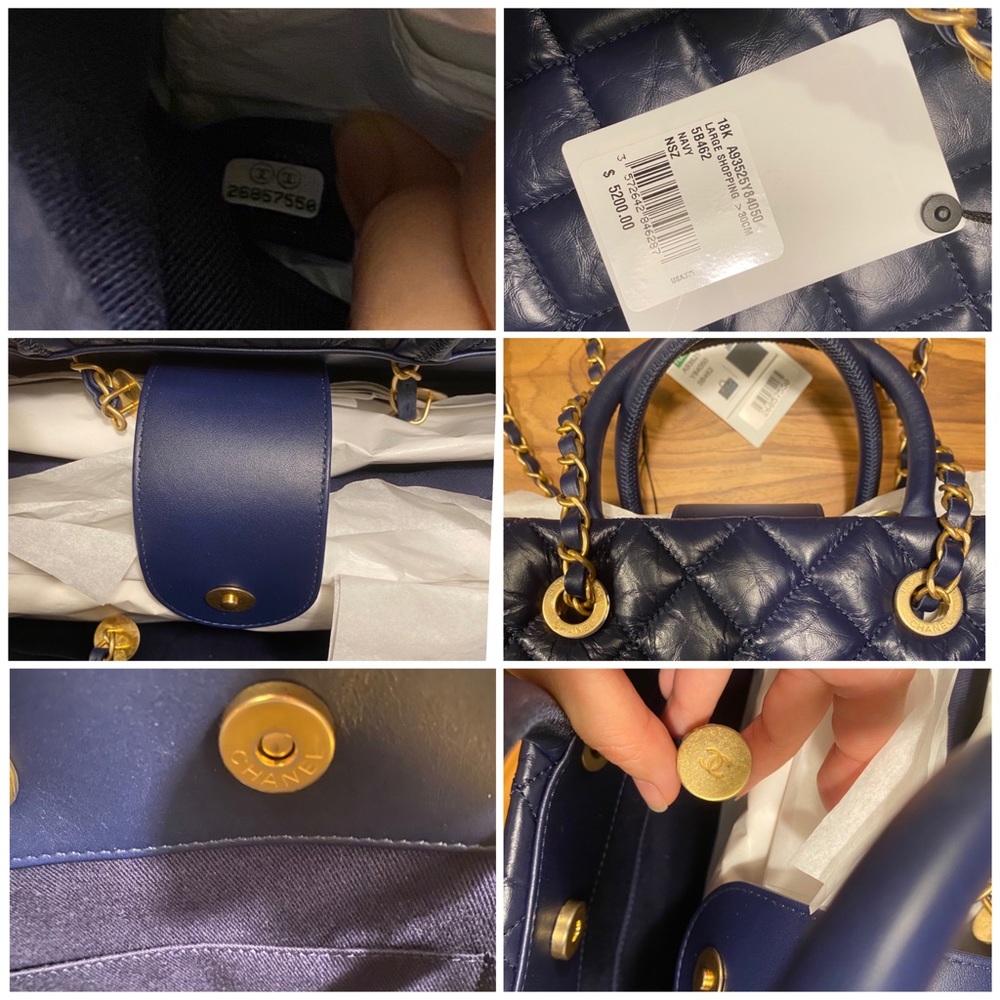 🚫SOLD🚫 BNWT Chanel Large Shopping Tote Navy GHW - Picture 9 of 10
